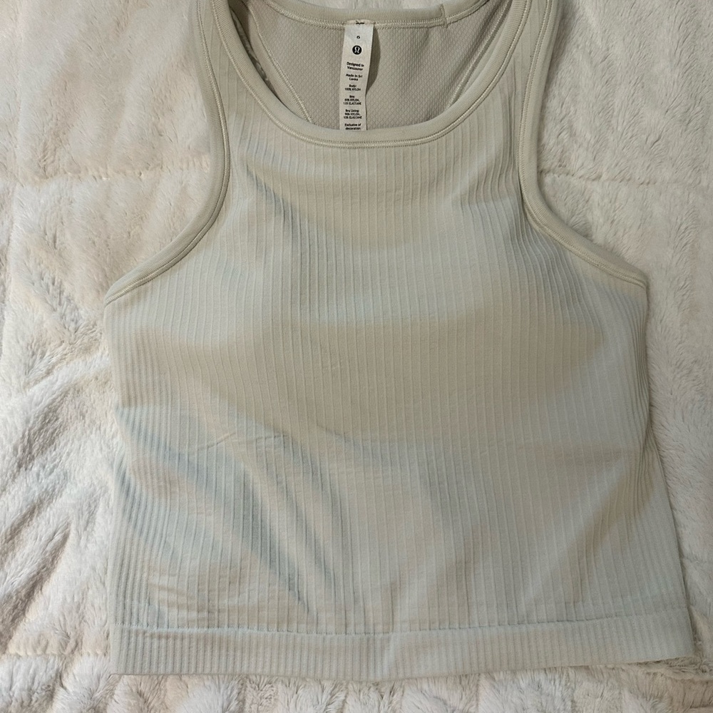 NWOT Lululemon Athletica Cream/Ivory Ribbed Crop Tank Top